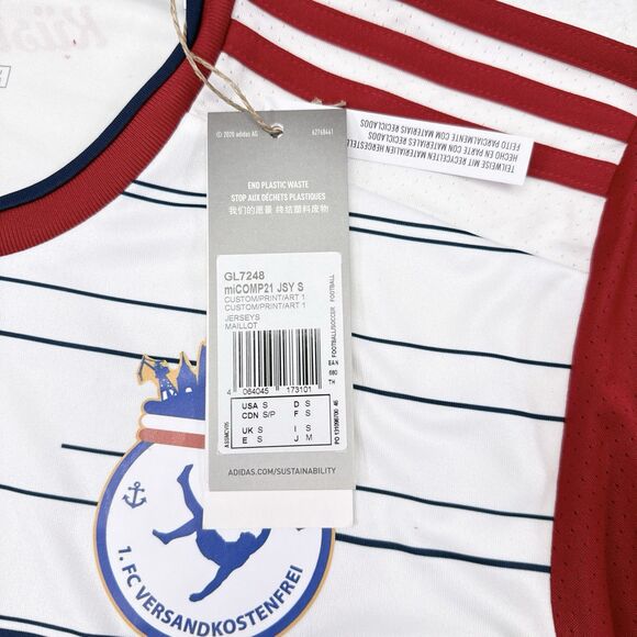 Cagliari Calcio Football Club Soccer Jersey Size Small White Red Italy NEW - Picture 8 of 13